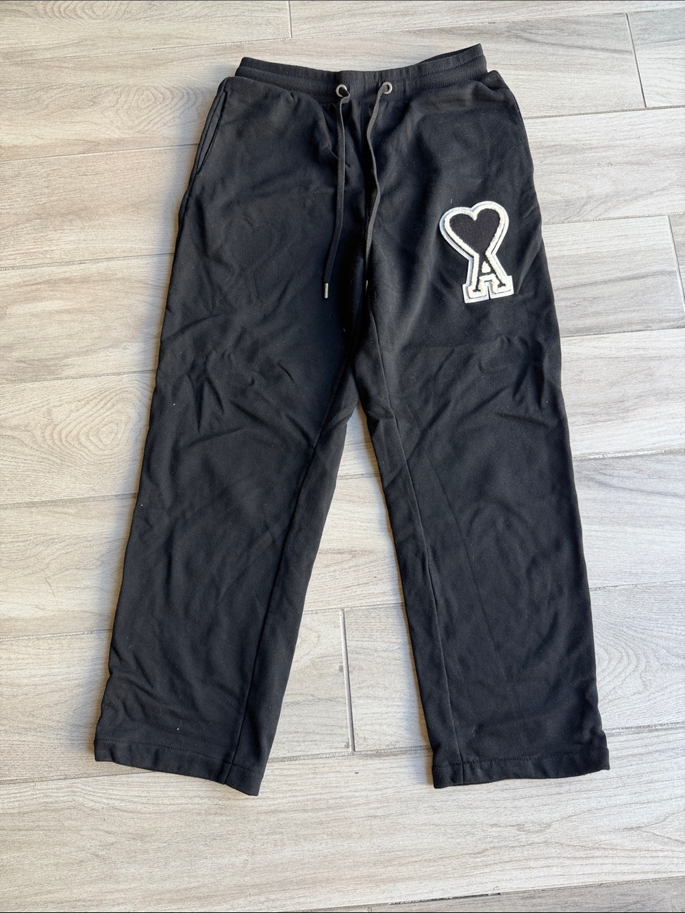 Ami Black Sweatpants with White Heart 'A' Patch